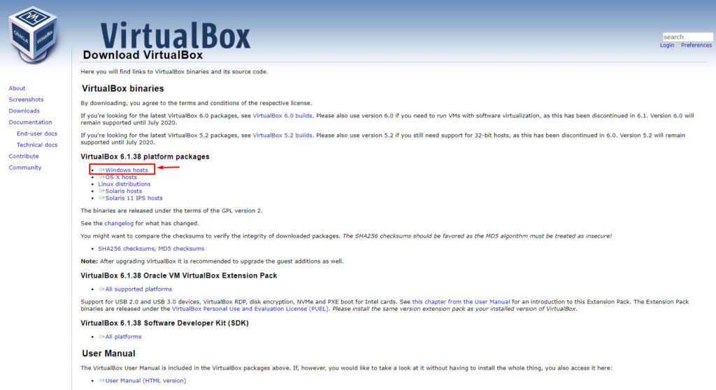 Download VirtualBox for windows