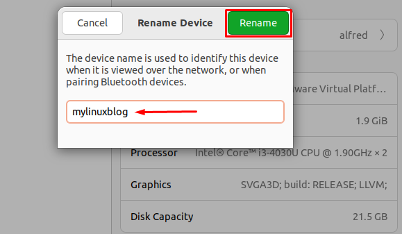 Rename the Device Name to change hostname in Ubuntu 22.04