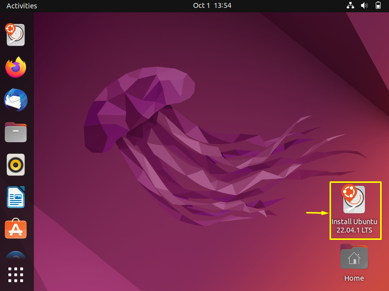 Select Installation Ubuntu 22.04 file