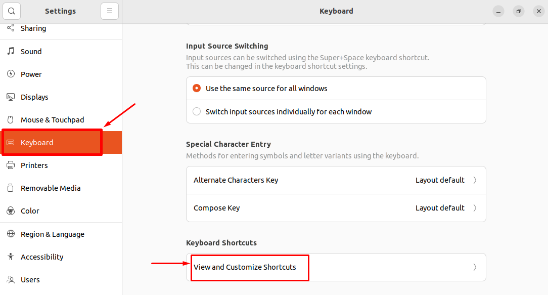 Customize shortcuts