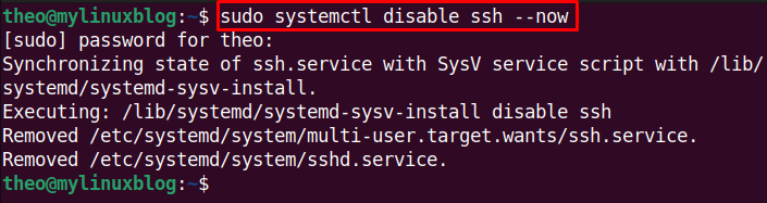 Disable SSH server