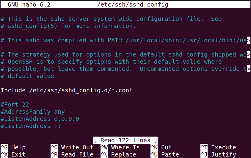 Open the ssh config file
